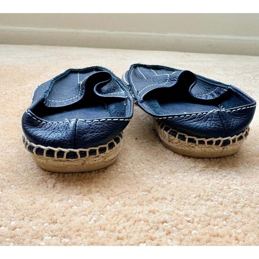 VTG FUBU Black Leather Espadrille Slip On‎ Shoes Mens 6 Women's 8 Retro 90s Y2K